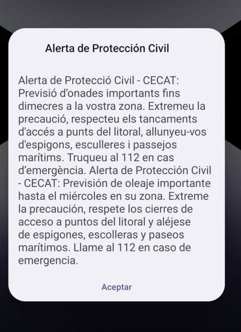 Protecció Civil alerta els municipis costaners de la llevantada