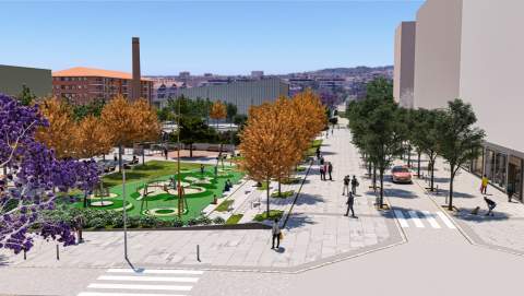 Imagen virtual de la plaza central del nuevo barrio de Llevant